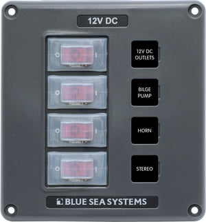 BLUE SEA 4320-BSS PANEL SWITCH H2O CB 4POS GRAY