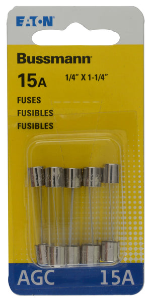BUSSMANN BP/AGC-15-RP 5PK BP/AGC15 FUSES
