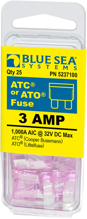 BLUE SEA 5237100-BSS FUSE ATO/ATC 3A PACK 25