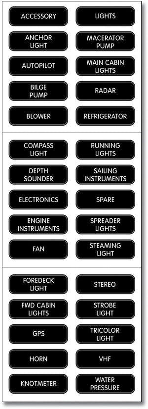 BLUE SEA 8030-BSS LABEL KIT DC PANEL BASIC