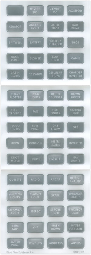 BLUE SEA 8217-BSS LABEL KIT DC H2O COMPACT GRAY