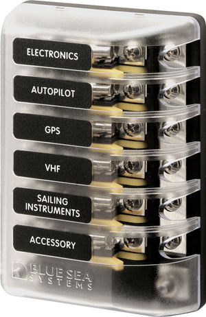 BLUE SEA 5015-BSS FUSE BLOCK 3AG 6CIRCUIT W