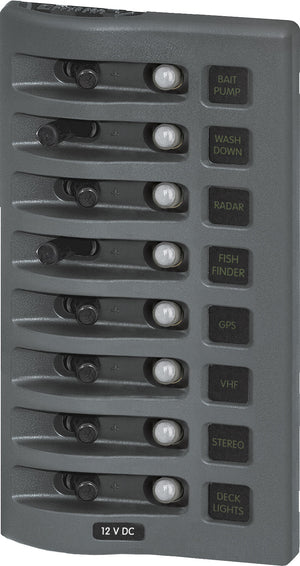 BLUE SEA 4378-BSS PANEL WD 12VDC CLB 8POS GRAY
