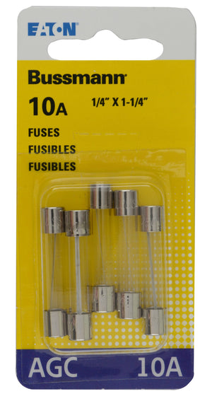 BUSSMANN BP/AGC-10-RP 5PK BP/AGC10 FUSES