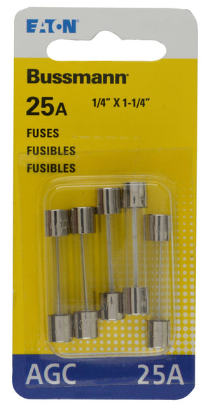 BUSSMANN BP/AGC-25-RP 5PK BP/AGC25 FUSES