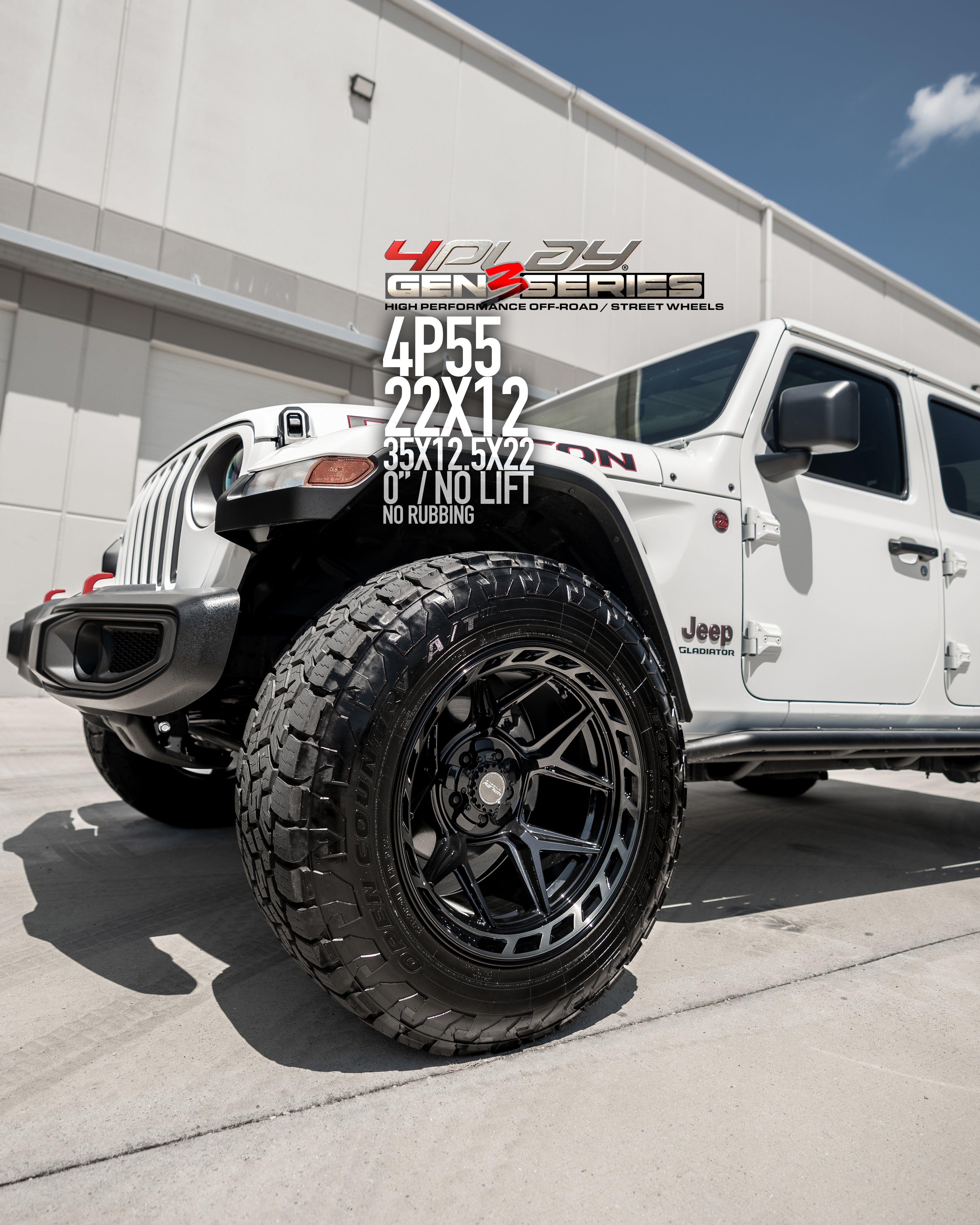 4PLAY 4P55-20100-5D55-18BBT Gen3 20x10 5x5" & 5x5.5" -18et in Brushed Black