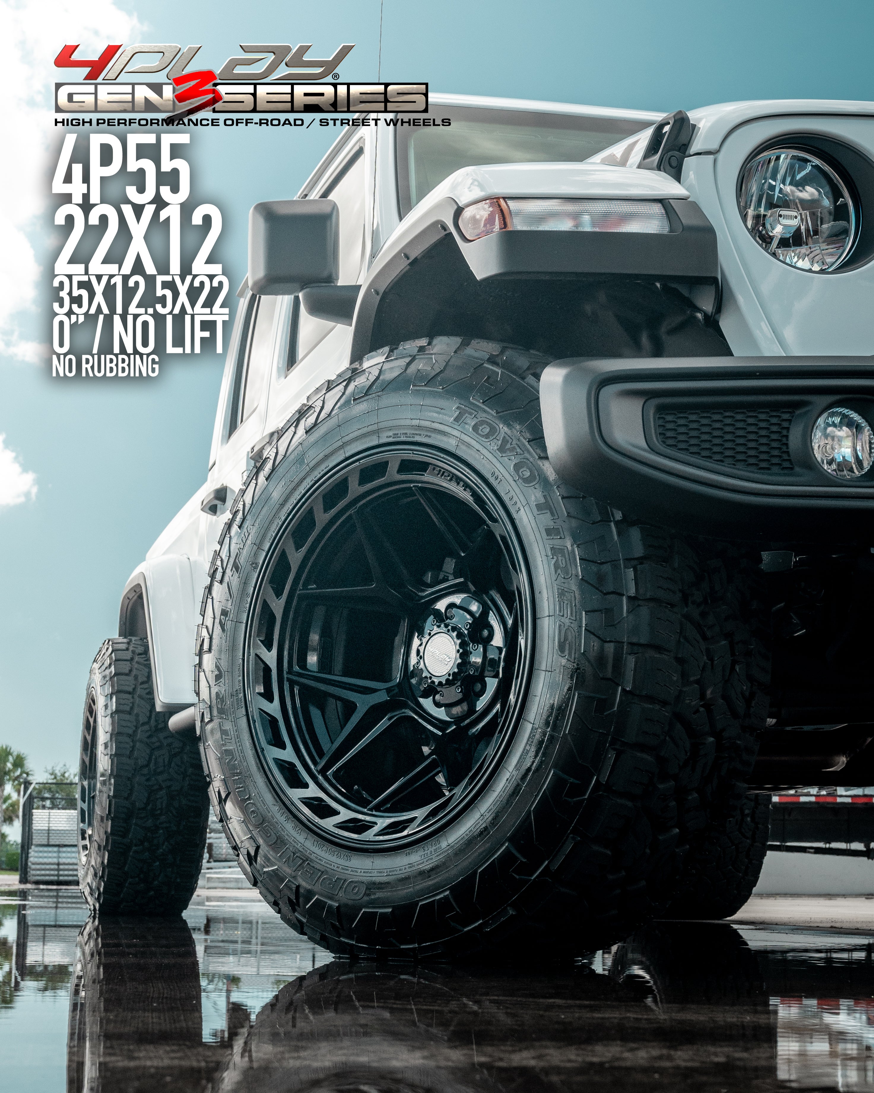 4PLAY 4P55-20100-5D55-18BBT Gen3 20x10 5x5" & 5x5.5" -18et in Brushed Black