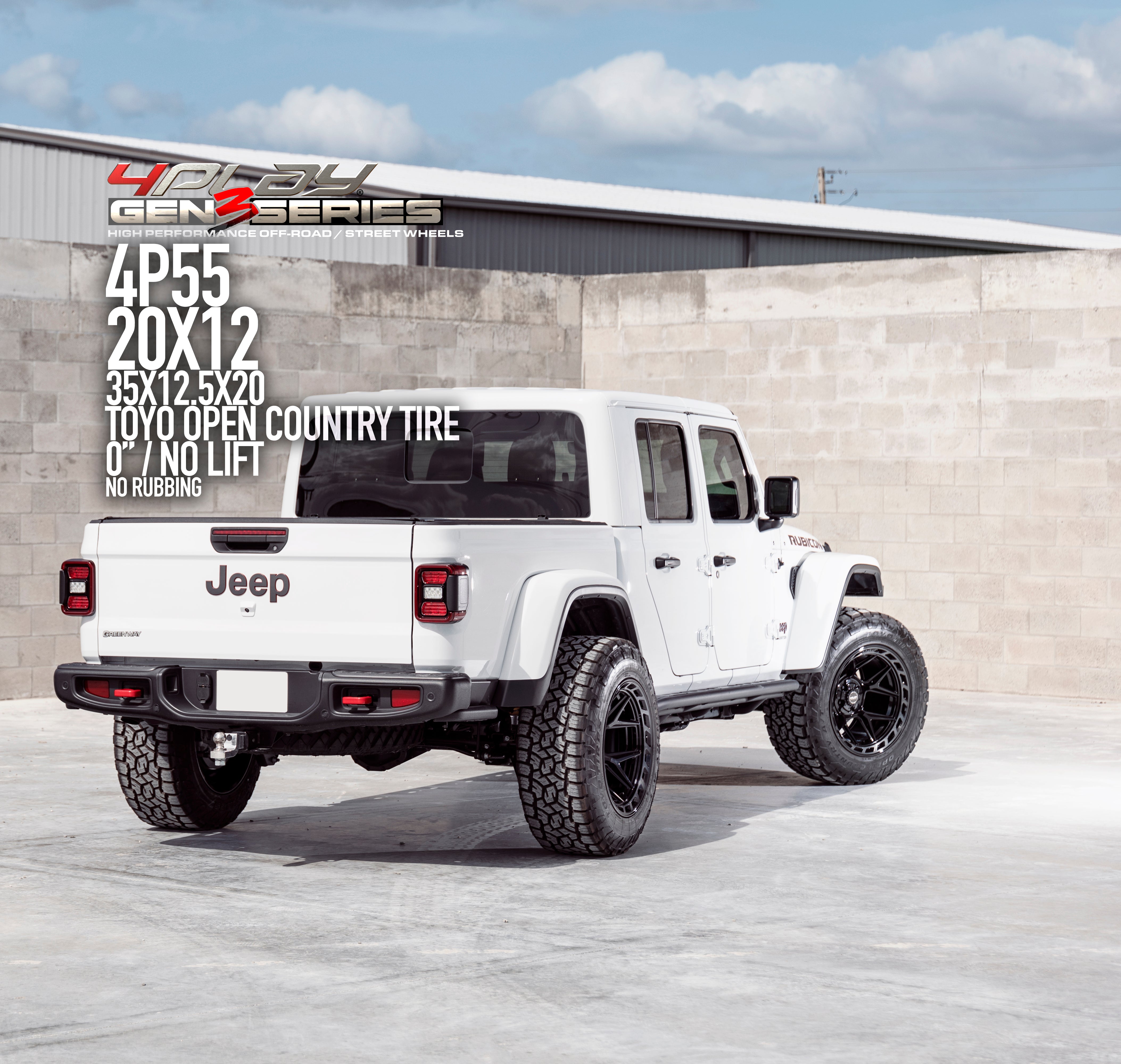 4PLAY 4P55-20120-5D55-44BBT Gen3 20x12 5x5" & 5x5.5" -44et in Brushed Black