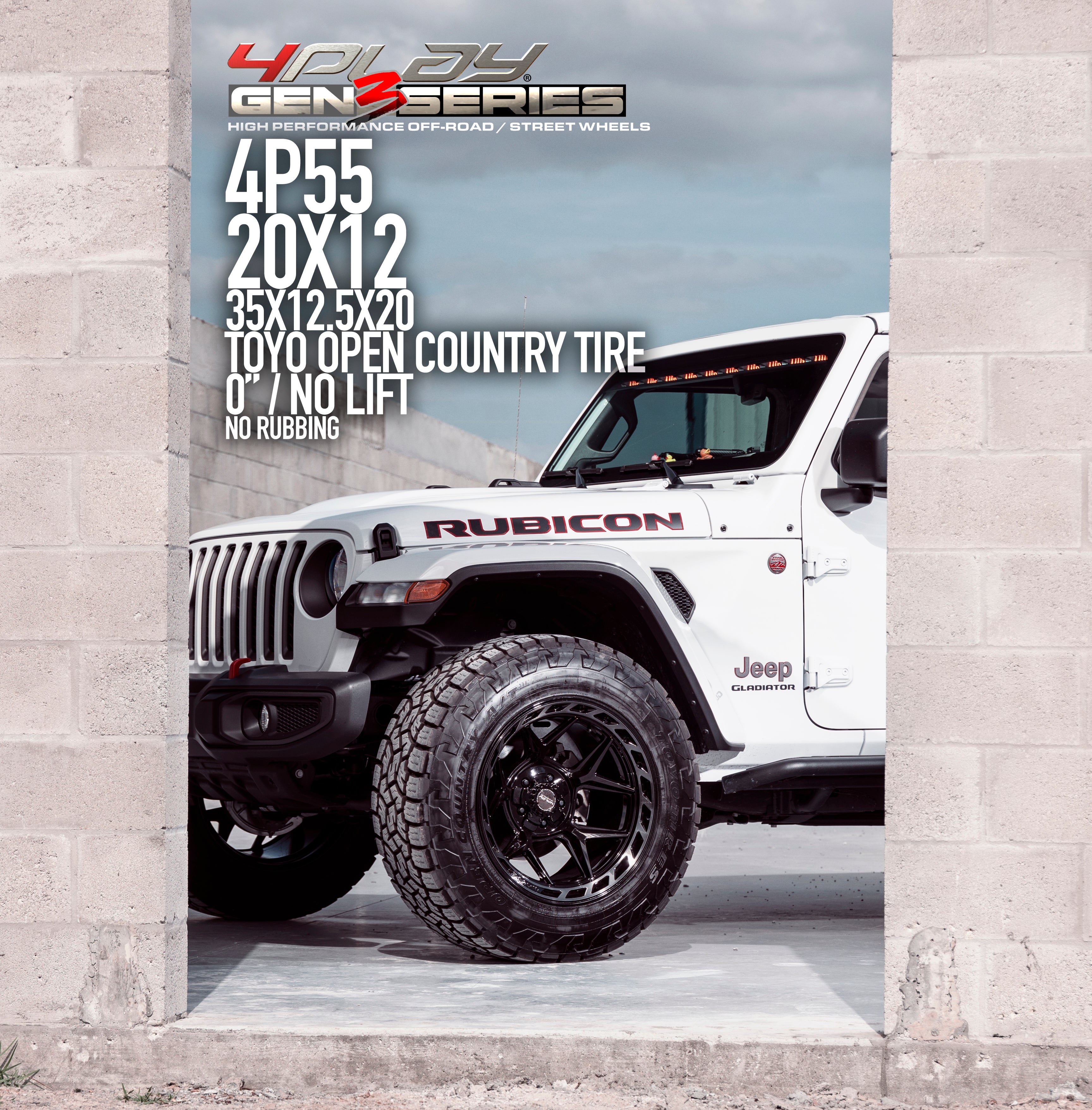4PLAY 4P55-20120-6D55-44BBT Gen3 20x12 6x135mm & 6x5.5" -44et in Brushed Black