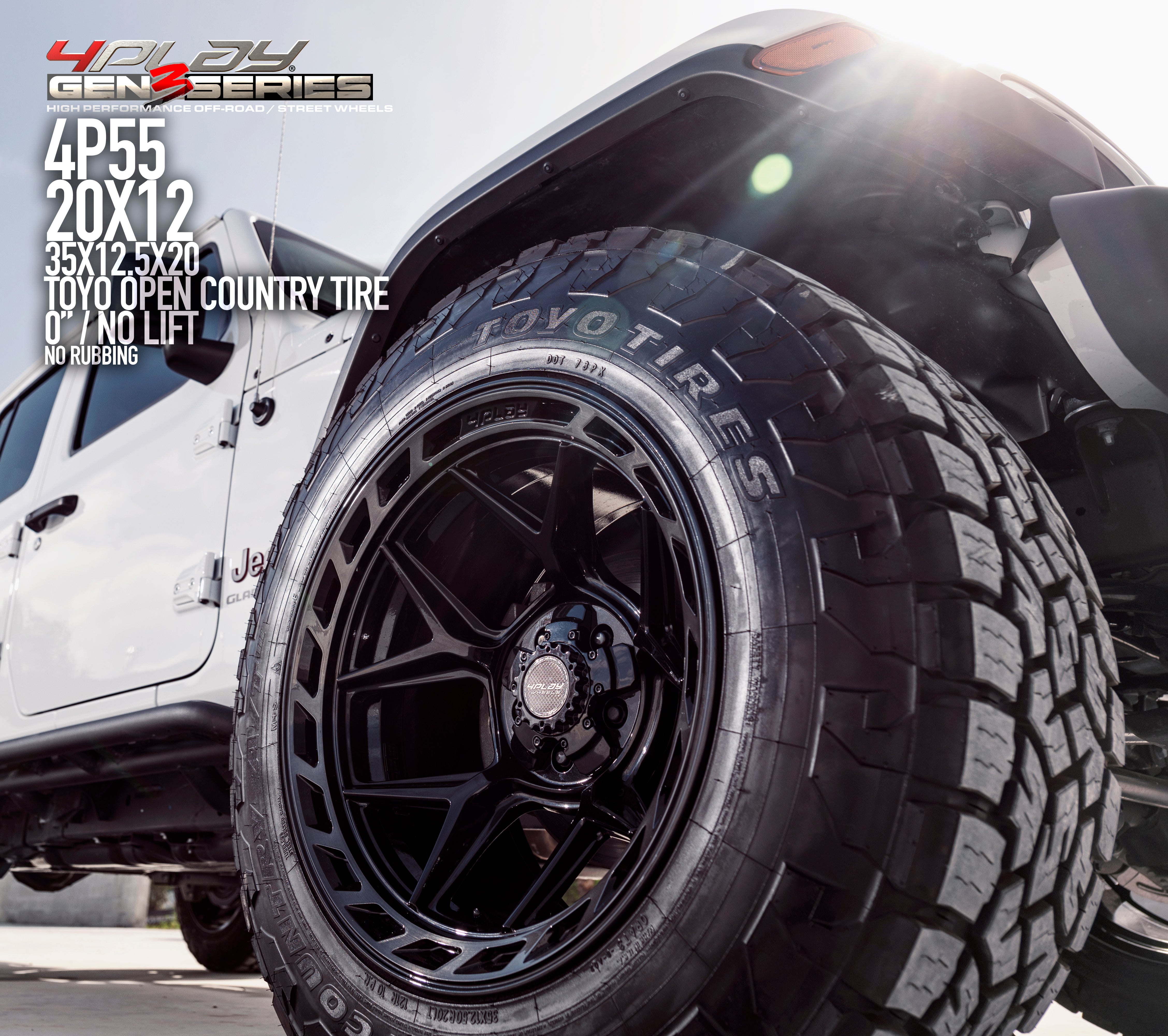 4PLAY 4P55-20120-5D55-44BBT Gen3 20x12 5x5" & 5x5.5" -44et in Brushed Black