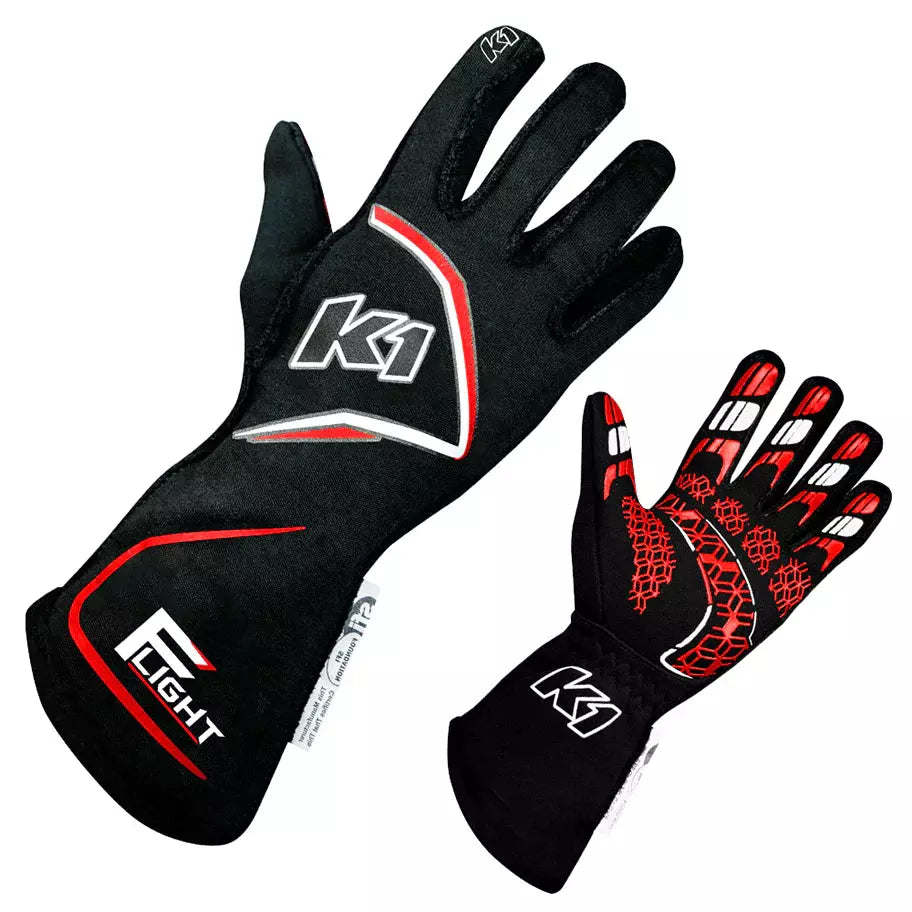 K1 RACEGEAR 23-FLT-NR-XL Gloves Flight X-Large Black-Red