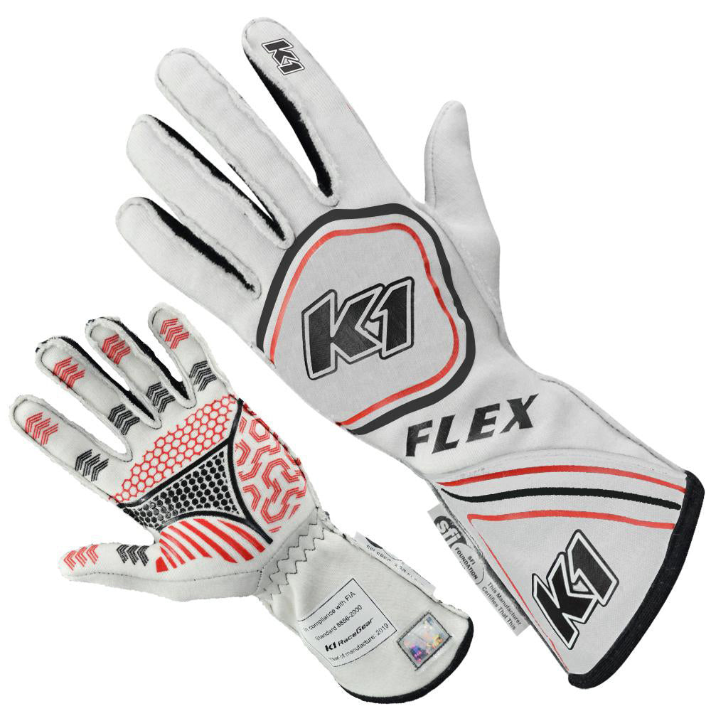 K1 RACEGEAR 23-FLX-W-XL Glove Flex X-Large White SFI / FIA