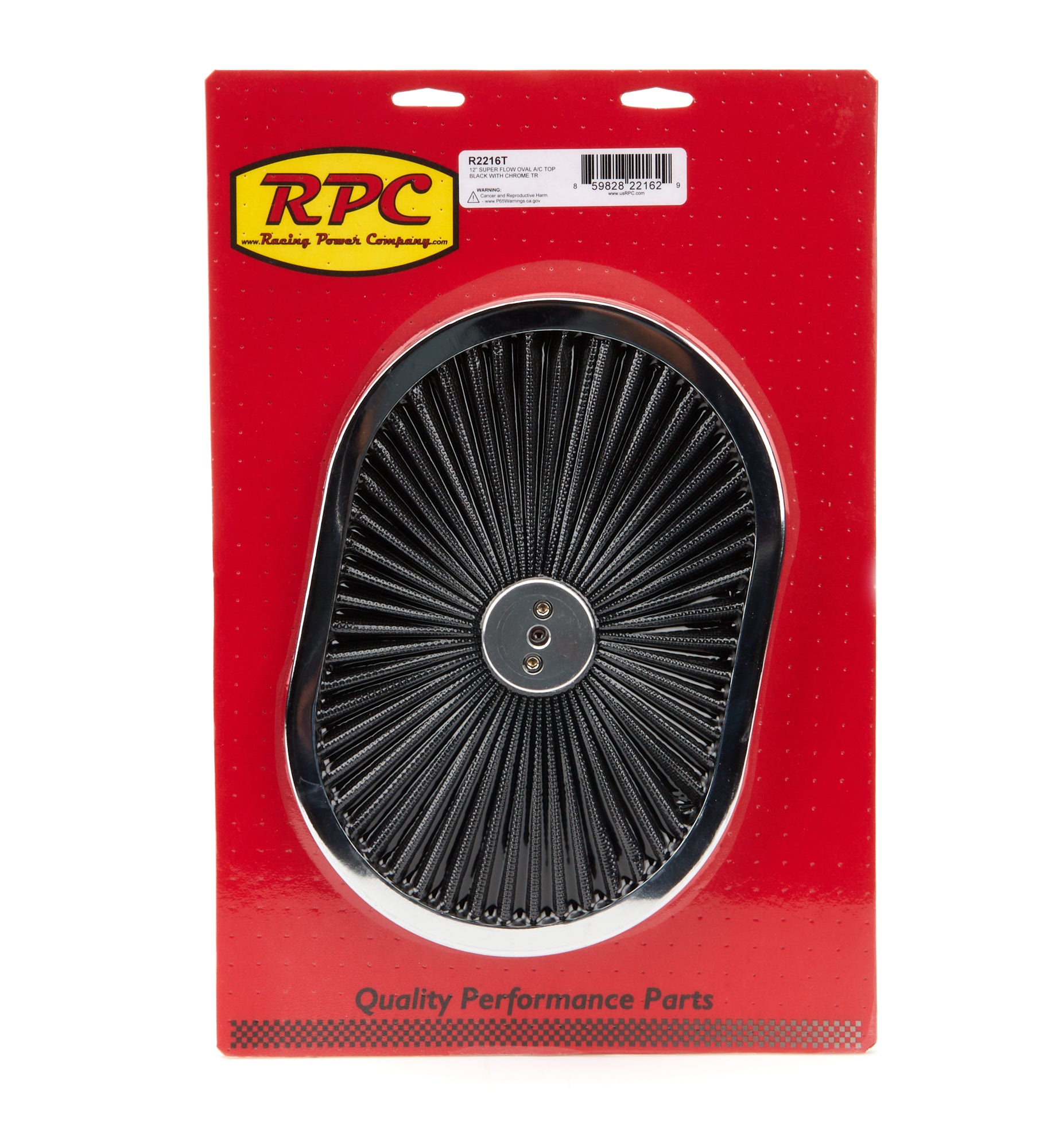 RACING POWER R2216T 12in Super Flow Oval Air Cleaner Black Mesh