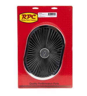 RACING POWER R2216T 12in Super Flow Oval Air Cleaner Black Mesh