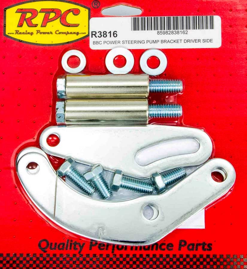 RACING POWER R3816 BBC Saginaw Power Steer Bracket Swp Chrome