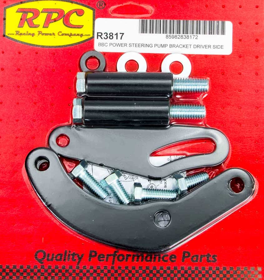 RACING POWER R3817 BBC Saginaw Power Steer Bracket Swp Black