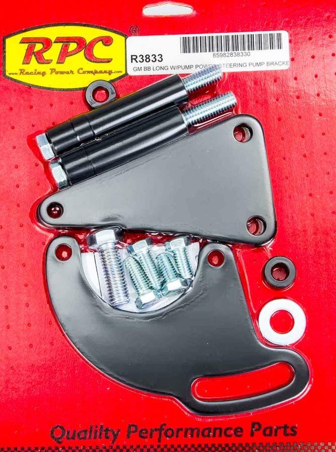 RACING POWER R3833 BBC Saginaw Power Steer Bracket Lwp Black