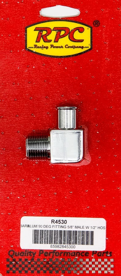RACING POWER R4530 90 Degree Alum Fitting 5/8 x 1/2 Chrome