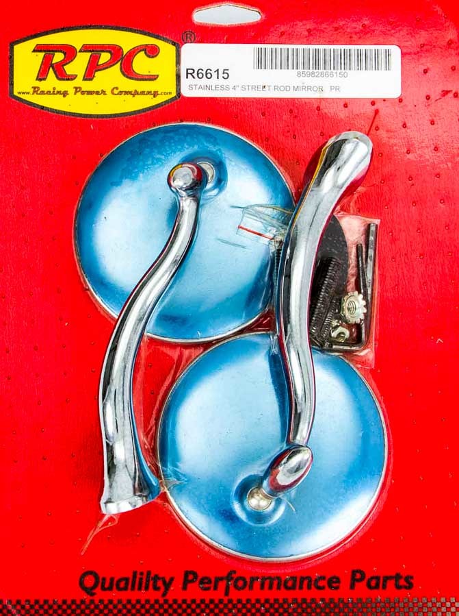 RACING POWER R6615 Stainless Retro Street Rod Mirrors
