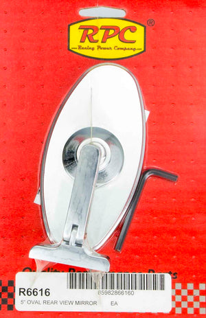RACING POWER R6616 Chrome Steel Oval 5in Interior Mirror