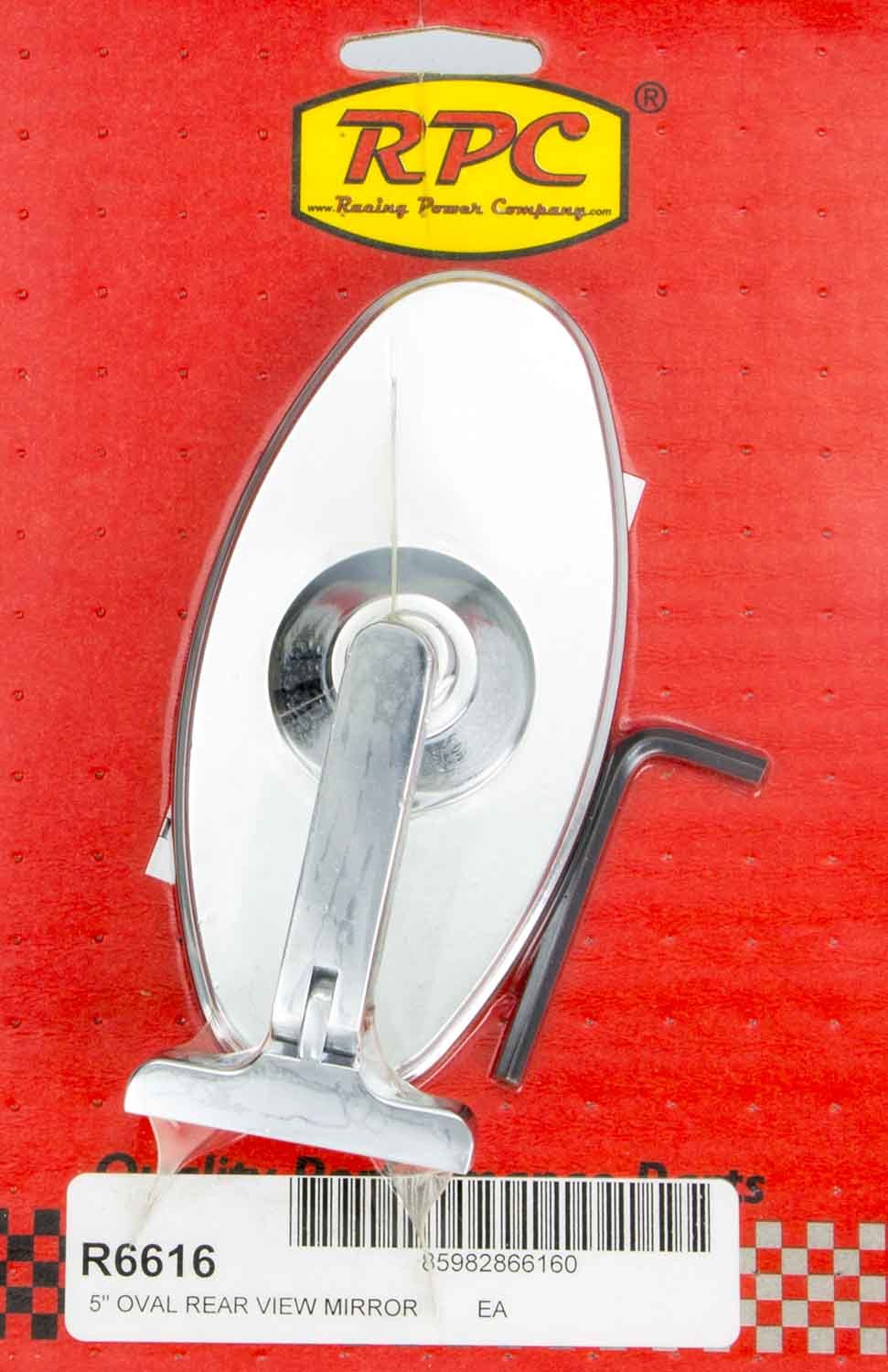 RACING POWER R6616 Chrome Steel Oval 5in Interior Mirror