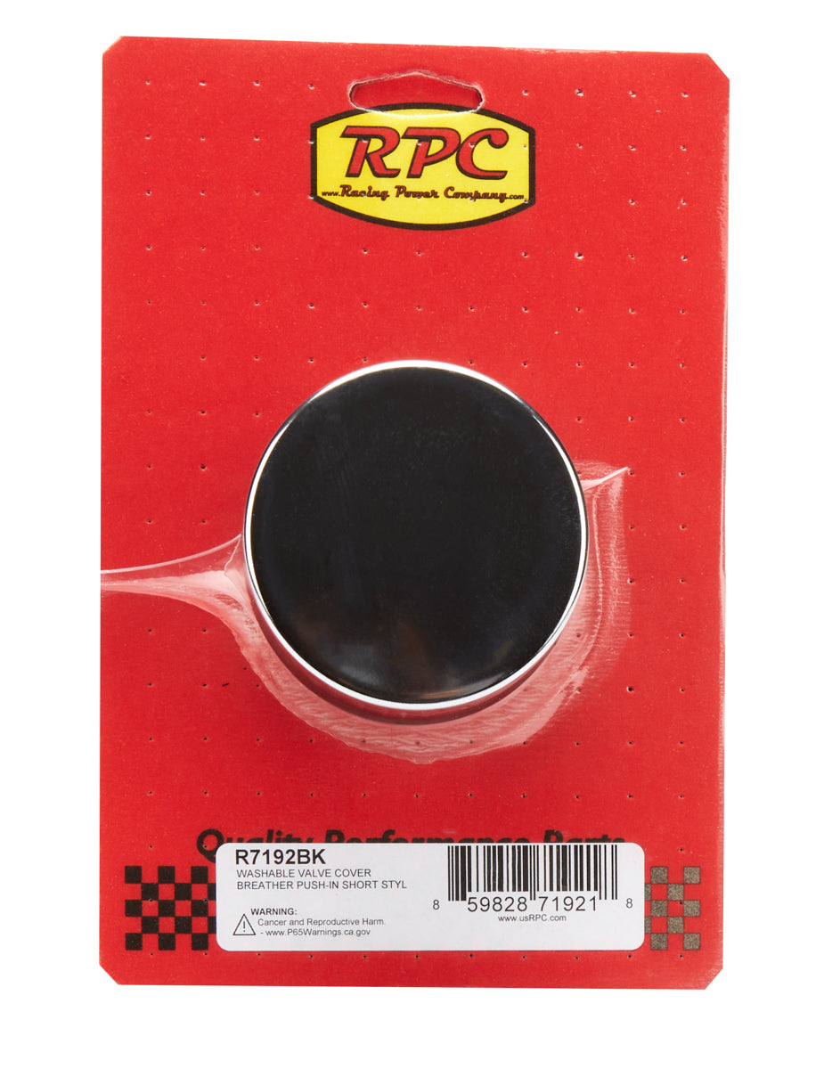 RACING POWER R7192BK Valve Cover Breather Push In Short Black Each