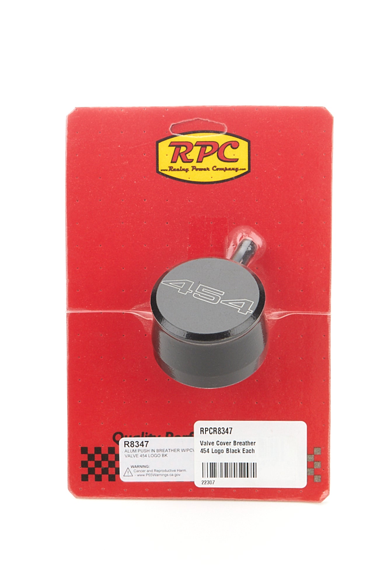 RACING POWER R8347 Valve Cover Breather 454 Logo Black Each
