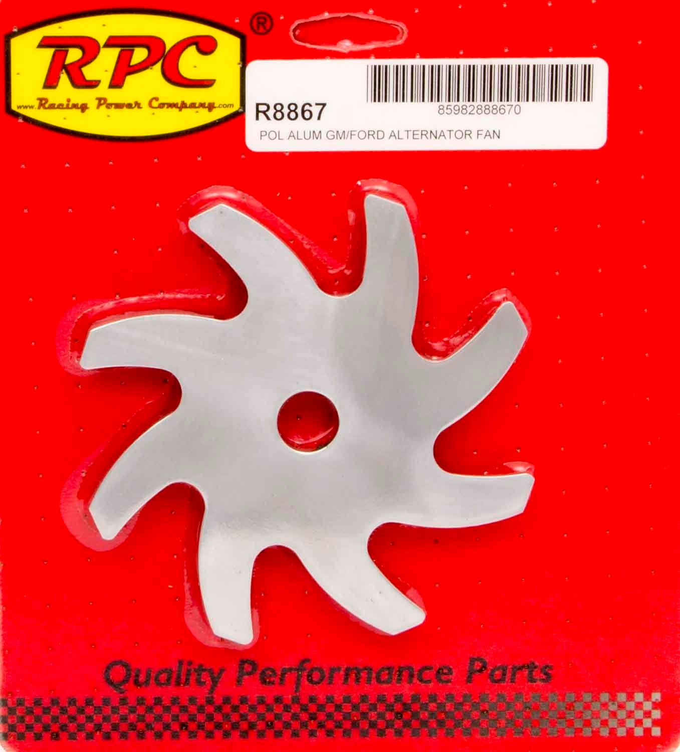 RACING POWER R8867 Alternator Pulley Fan Polished Aluminum