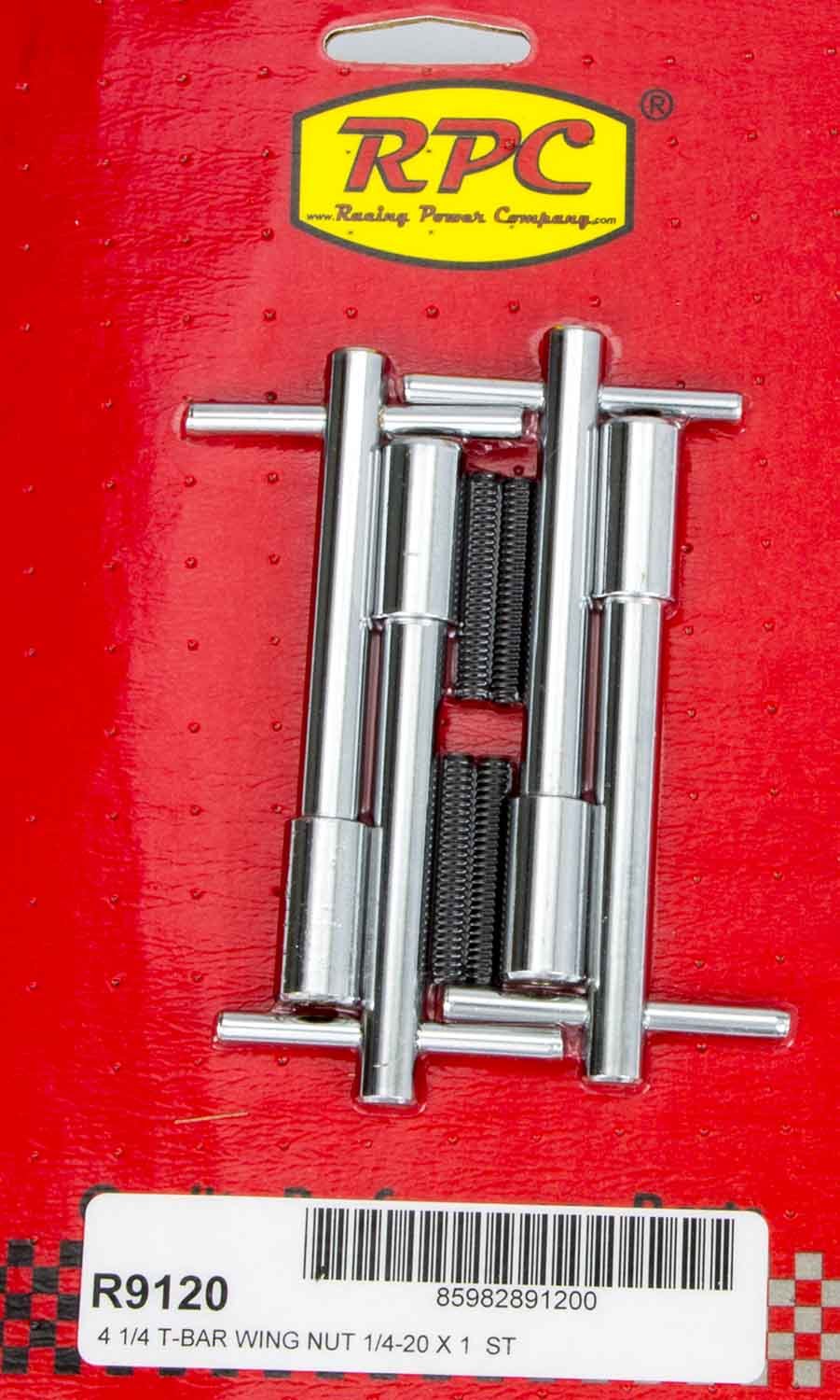 RACING POWER R9120 4-1/4in Chrome Wing Nuts 1 1/4in-20 4pk