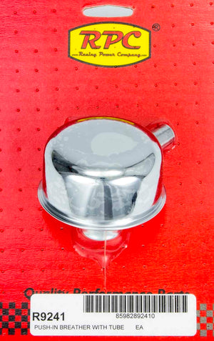 RACING POWER R9241 Chrome Push In Breather w/Tube 2-3/4in Dia 3/4NK
