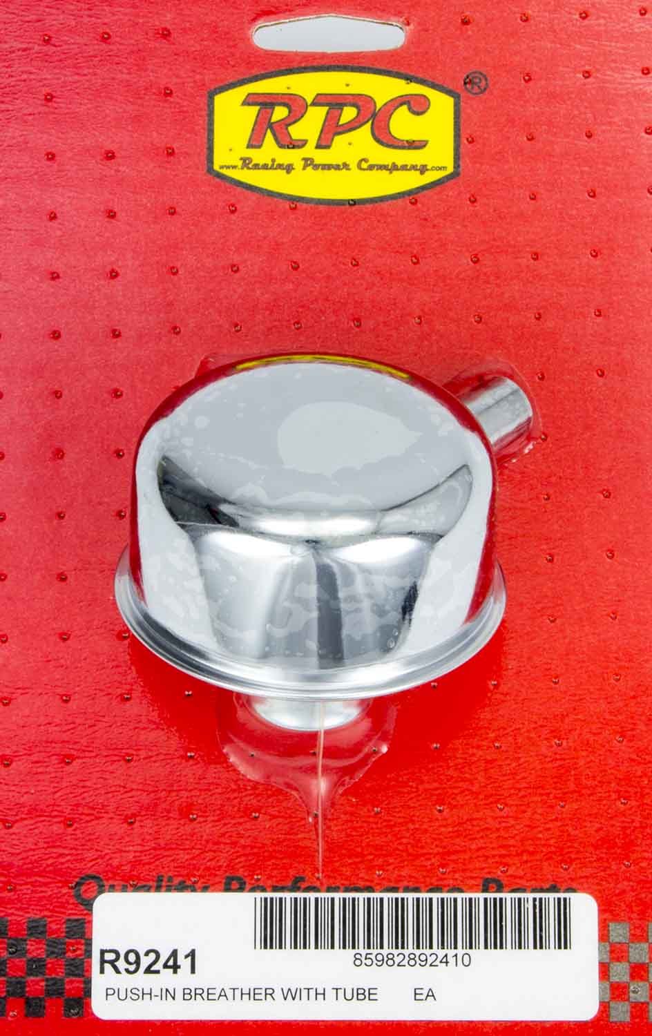 RACING POWER R9241 Chrome Push In Breather w/Tube 2-3/4in Dia 3/4NK