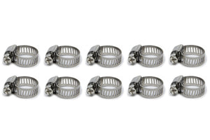 VIBRANT PERFORMANCE 12150 S.S. Worm Gear Clamps .25in to .63in 10 Pack