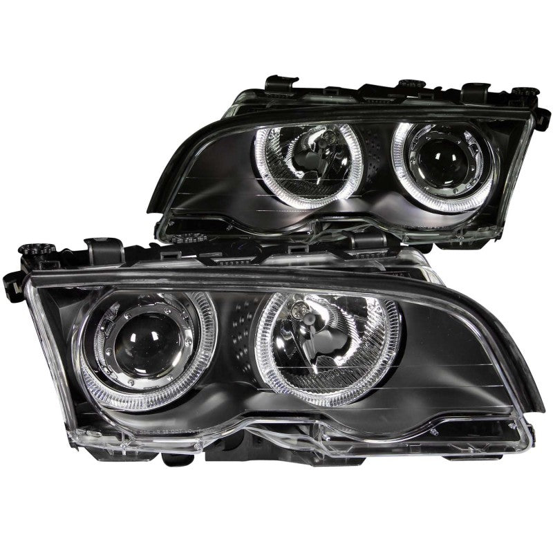 ANZO 121015 1901 fits BMW 99-20 3 Series E46 Projector Headlights w/ Halo Black