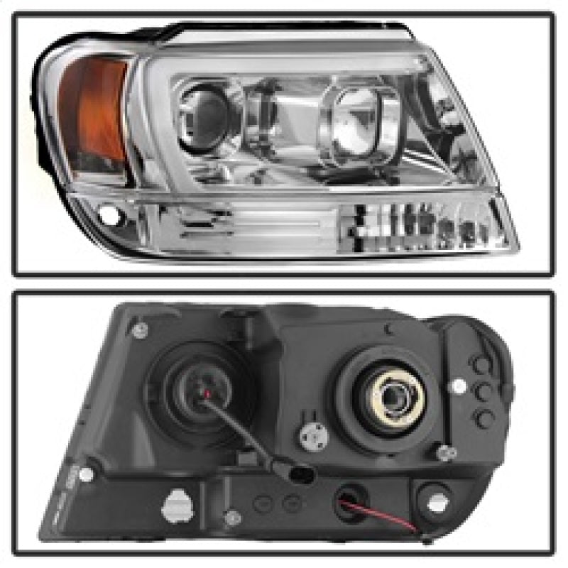 Spyder 5085214 fits Jeep 99-04 Grand Cherokee Projector Headlights - Light Bar DRL LED - Chrome