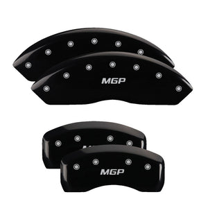 MGP 22219SMGPBK 4 Caliper Covers Engraved Front & Rear Black finish silver ch