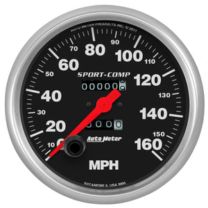 AutoMeter 3995 AutoMeter Gauge Speedometer 5in. 160MPH Mechanical Sport-Comp