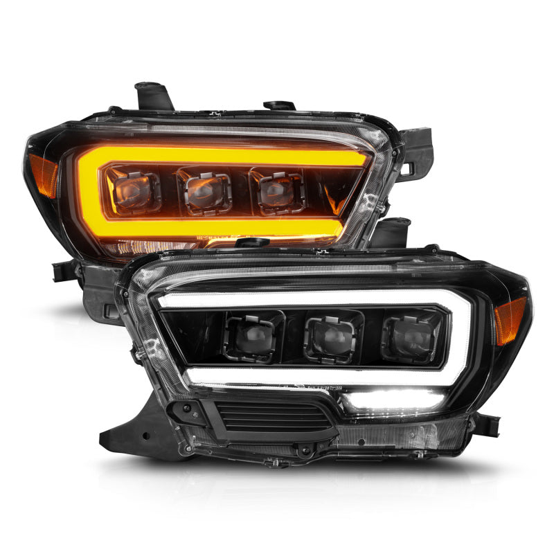 ANZO 111562 fits Toyota 16-22 Tacoma SR/SR5 ONLY Full LED Proj Headlights w/Light Bar Seq. Blk w/Initiation Lgt