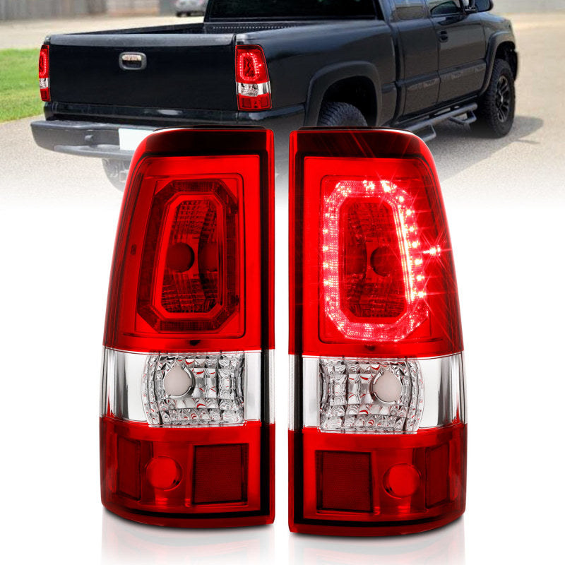 ANZO 311326 1902 fits Chevy 99-20 Silverado 1500 LED Taillights Plank Style Chrome With Red/Clear Lens