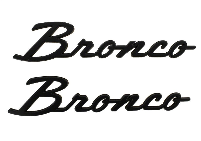 fits Ford Racing M-1447-BSMB 2021+ Bronco Classic Script Fender Badges - Matte Black (Pair)