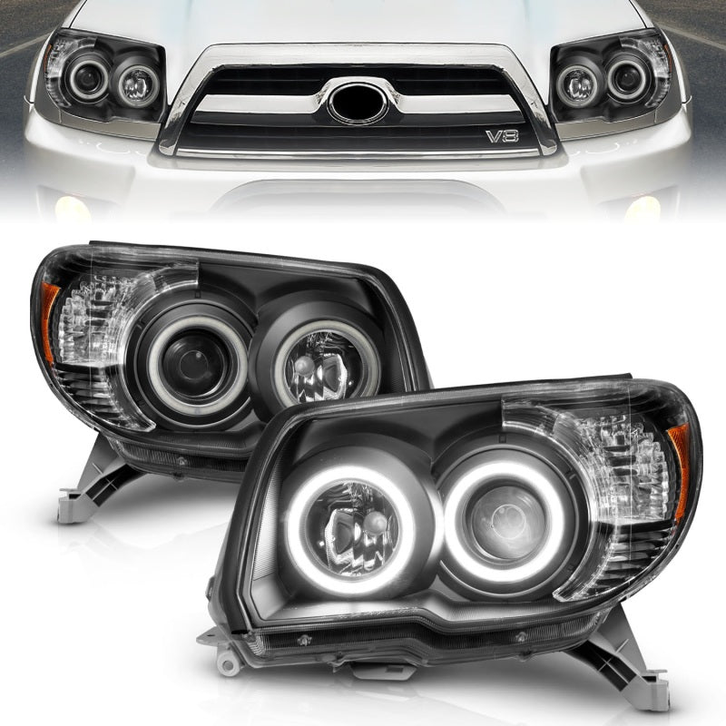 ANZO 111320 2009 fits Toyota 06-20 4Runner Projector Headlights w/ Halo Black