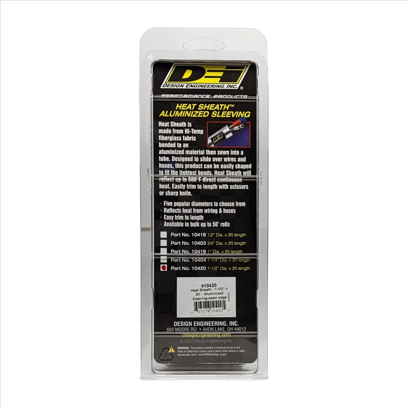 DEI  10420 Heat Sheath 1-1/2in I.D. x 3ft - Aluminized Sleeving - Sewn Edge