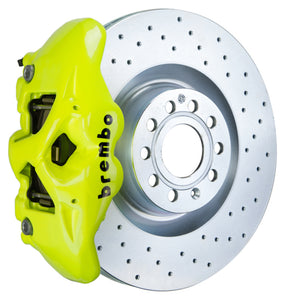 Brembo 1S4.8003A7 Brembo 14-20 A3 Front GT BBK 4 Piston Cast 345x30 1pc Rotor Drilled-Fluo. Yellow