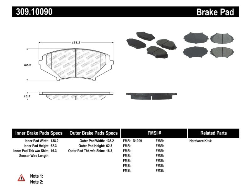 Stoptech 309.1009 Performance 04-07 RX-8 Front Pads