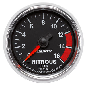 AutoMeter 3874 Autometer GS 2 1/16in. 1600PSI Nitrous Fuel Pressure Gauge