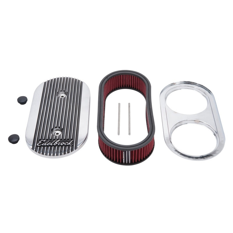 Edelbrock 4272 Air Cleaner Elite II Oval Dual-Quad Carbs 2 5In Red Element Polished