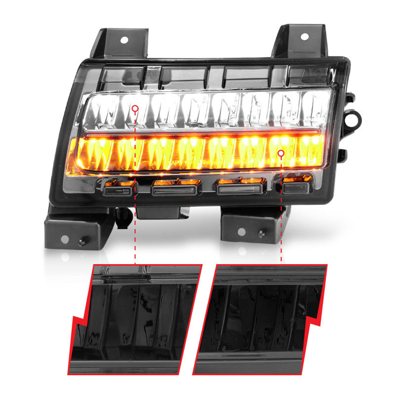 ANZO 511085 2021 fits Jeep 18-20 Wrangler LED Side Markers Chrome Housing Smoke Lens w/ Seq. Signal Sport Bulb