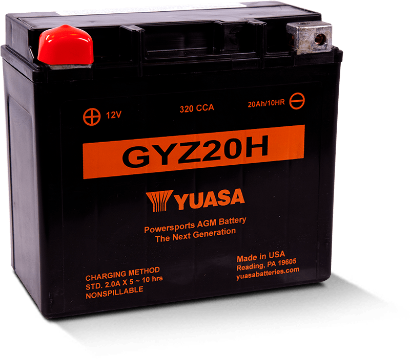 Yuasa YUAM72RGH GYZ20H High Performance Maintenance Free AGM 12 Volt Battery