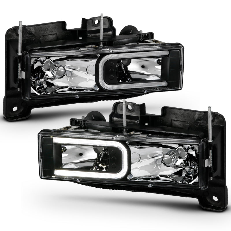 ANZO 111498 1900 fits Cadillac 99-20 Escalade Crystal Headlights Light Bar Black Housing (Pair)