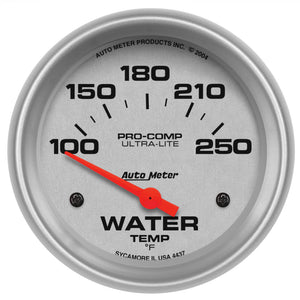 AutoMeter 4437 Autometer Ultra-Lite 66.7mm Short Sweep Electronic 100-250 Degree Water Temperature Gauge