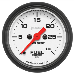 AutoMeter 5760 Autometer Phantom Fuel Pressure gauge 52mm 0-30 PSI Full Sweep Elec